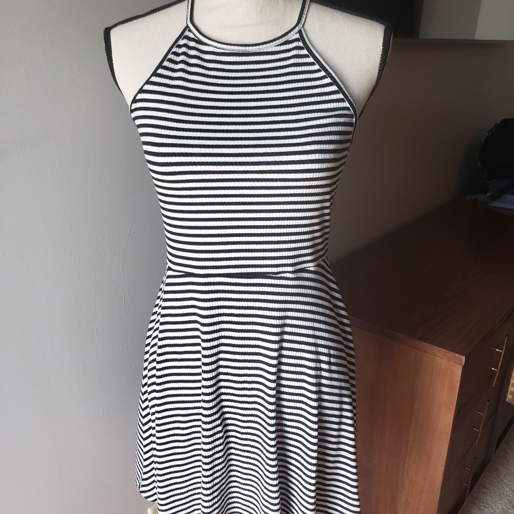 TARGET Stretch Black and White Striped Dress